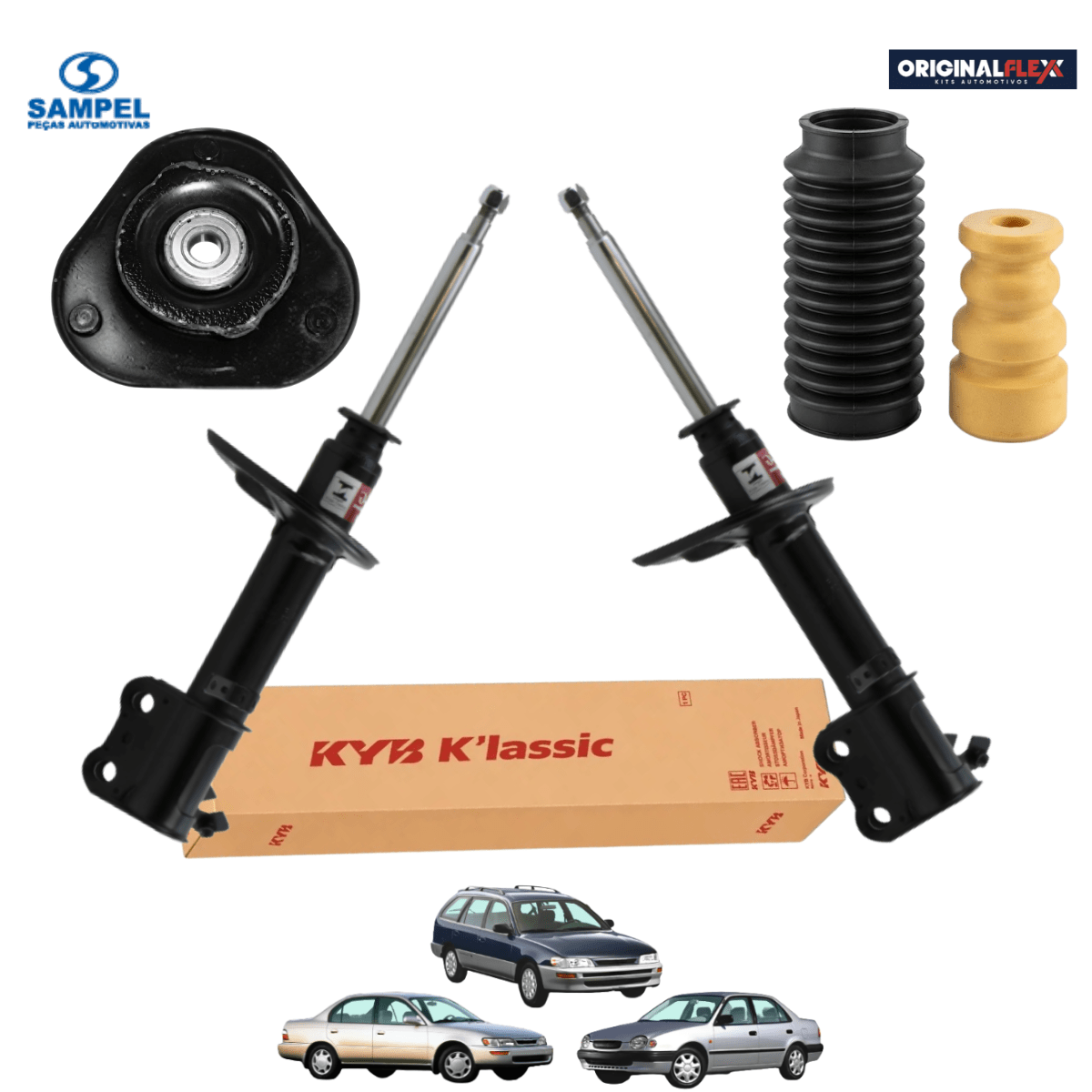 Kit Par Amortecedor Dianteiro Corolla 1993 A 2002 KYB SAMPEL ORIGINAL FLEX