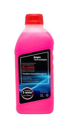 Aditivo Para Radiador Concentrado Orgânico Rosa 1l Delphi - Rl10008  Aditivo Para Radiador Concentrado Orgânico Rosa 1l Delphi - Rl10008