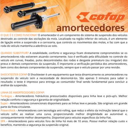 Amortecedor Traseiro Fiat Uno 2008-2013 - Cofap