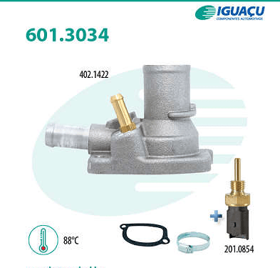 Combinado Para Válvula Termostática Fiat Fiorino 1.4 8v Fire Evo Flex Palio 1.0/1.4 8v Evo Flex Iguaçu - 601303488