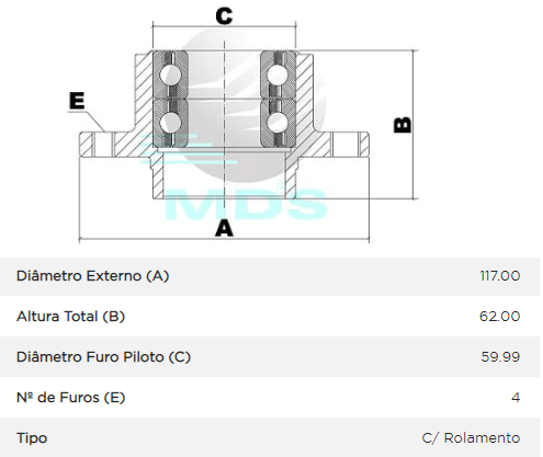 Cubo Roda Tras Fiat Duna Oggi Uno