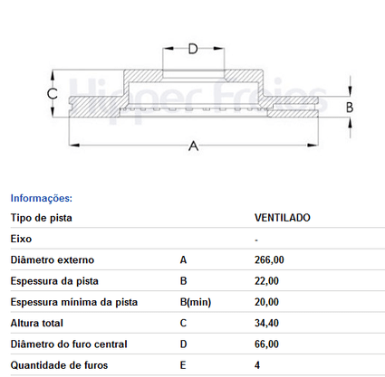 Disco De Freio Diant Ventilado S/cubo Citroen/peug Berlingo C3 C4
