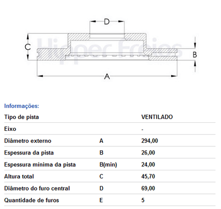 DISCO DE FREIO DIANT VENTILADO S/CUBO DODGE/JEEP/