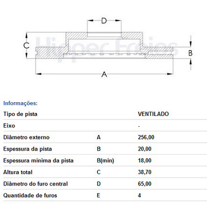 Disco De Freio Diant Ventilado S/cubo Ford/seat/vw  Royale - Todos 1994-> Versailles - Todos 1994-1996