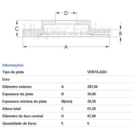 DISCO DE FREIO DIANT VENTILADO S/CUBO GM