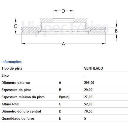 DISCO DE FREIO DIANT VENTILADO S/CUBO GM