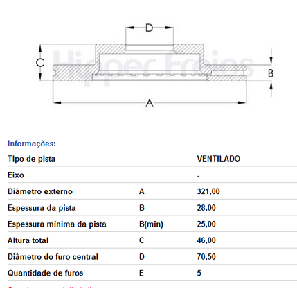 Disco De Freio Diant Ventilado S/cubo Gm  Equinox - 2.0 (aro 19) 2018->