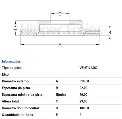 DISCO DE FREIO DIANT VENTILADO S/CUBO GM/SUZUKI
