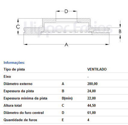 Disco De Freio Diant Ventilado S/ Cubo Renault Megane  Sandero 