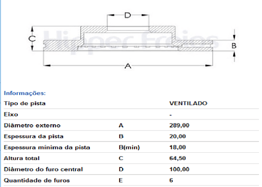 DISCO DE FREIO DIANT VENTILADO S/CUBO TOYOTA