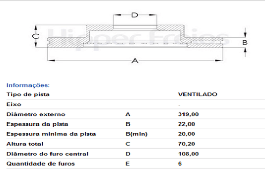 Disco De Freio Diant Ventilado S/cubo Toyota 4runner - Todos 1996-2001 Hilux - Sw 3.0 4x4 Turbo (aro 16) 1998-2002
