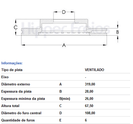 DISCO DE FREIO DIANT VENTILADO S/CUBO TOYOTA