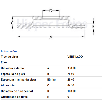 Disco De Freio Diant Ventilado S/cubo Toyota  Hilux Sw4 2.7 2016 ->