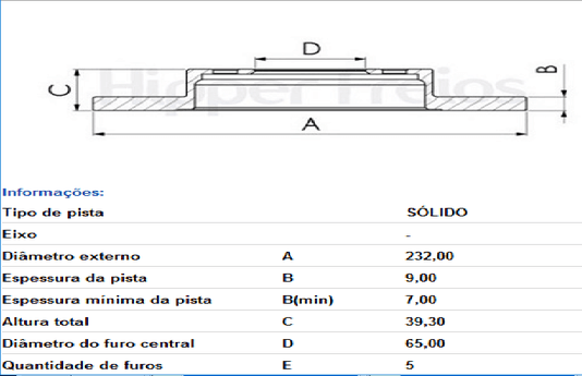 Disco De Freio Tras Solido S/cubo Audi/seat/vw A1 - 1.4 Stfi S Tronic 2011-> A3 - 1.6 1998-10/2003