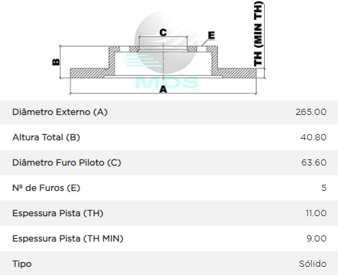 Disco De Freio Tras Solido S/cubo Ford/volvo Focus 