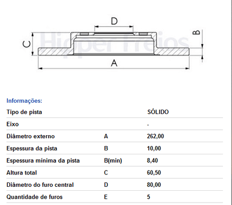 Disco De Freio Tras Solido S/cubo Jeep/mitsubishi  Compass - 2.0 2012-2016 Lancer - 2.0 2010->