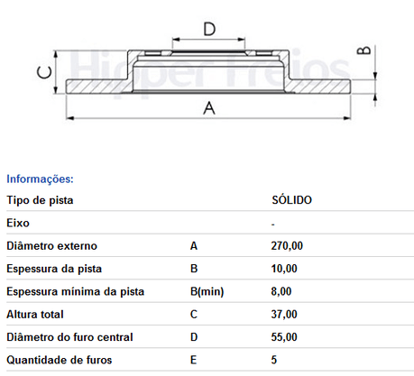 Disco De Freio Tras Solido S/cubo Toyota Corolla 