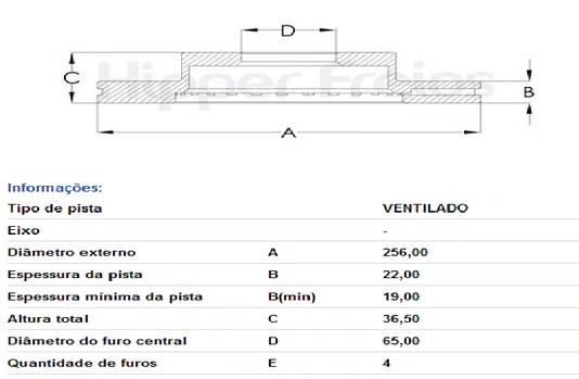 DISCO DE FREIO VENTILADO S/CUBO VW/ SEAT/ SKODA