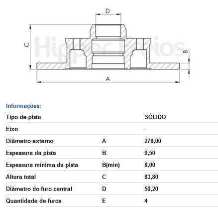 Disco Freio Diant Solido C/cubo Gurgel/vw Fusca Brasilia  Variant 