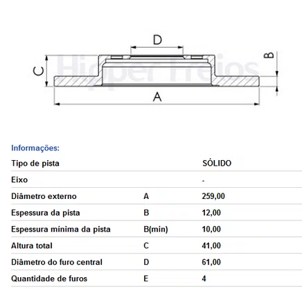 DISCO FREIO DIANT SOLIDO S/CUBO RENAULT