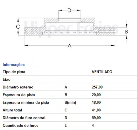 DISCO FREIO DIANT VENTILADO S/CUBO ALFA ROMEO/FIAT