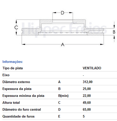 Disco Freio Ventilado S/cubo Diant Audi/vw 