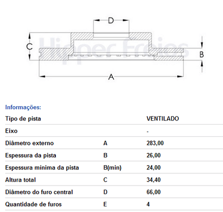 Disco Freio Ventilado S/cubo Diant Citroen/peugeot