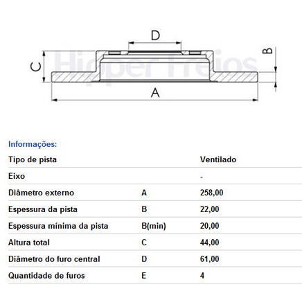 Disco Freio Ventilado S/cubo Diant Renault