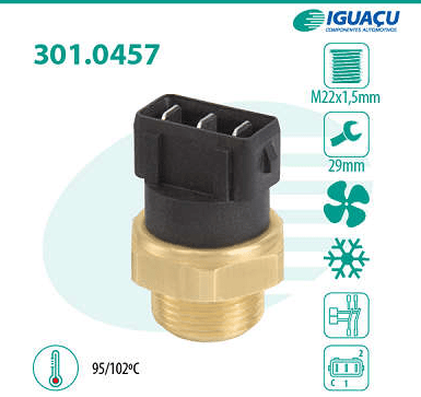 Interruptor Térmico Radiador Volkswagen/ford Gol Orion Escort Verona Saveiro Santana Quantum Pointer Iguaçu - 301045795102