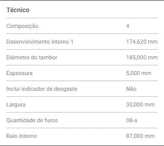 JOGO LONA DE FREIO TRASEIRO UNO 2000/2009 ELBA 1992/1996