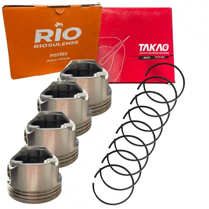 KIT ANÉIS + PISTÕES DE MOTOR C3 207 206 2003 A 2016 TAKAO RIOSULENSE