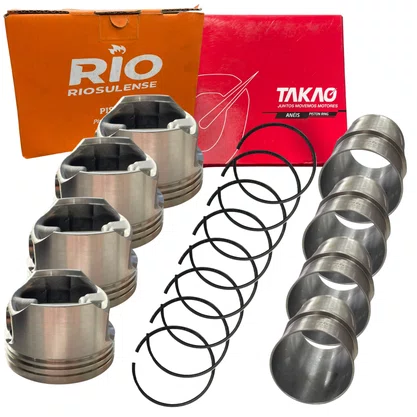 KIT ANÉIS + PISTÕES DE MOTOR + CAMISA C3 207 206 2003 A 2016 TAKAO RIOSULENSE