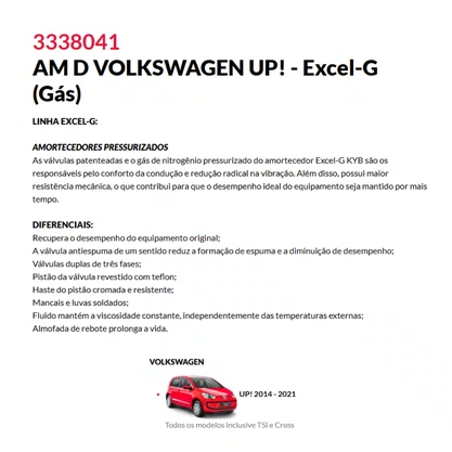 PAR AMORTECEDOR DIANTEIRO VW UP 2014 ATE 2021