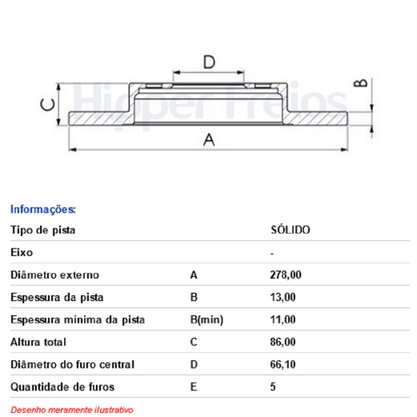 DISCO DE FREIO DIANT SOLIDO S/CUBO GURGEL/VW