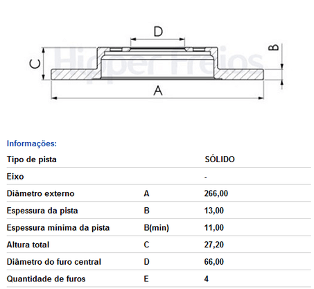 Par Disco De Freio Dianteiro Solido Sem Cubo Citroen/peugeot C3/c3 Picasso/c4 Cactus/206/208/307/partner 1999 Em Diante - Hf
