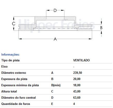 Par Disco De Freio Dianteiro Ventilado Sem Cubo Ford/volksvagen Courier/escort/fiesta/verona/logus/pointer 1993 Em Diante - Hf