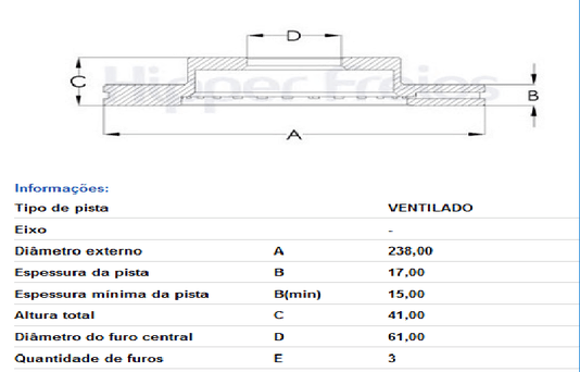 DISCO DE FREIO DIANT VENTILADO S/CUBO RENAULT