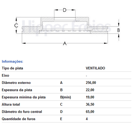 Par Disco De Freio Dianteiro Ventilado Sem Cubo Volkswagen/seat/skoda Gol G6/saveiro G6/up/voyage/mii/citigo 2012 Em Diante - Hf