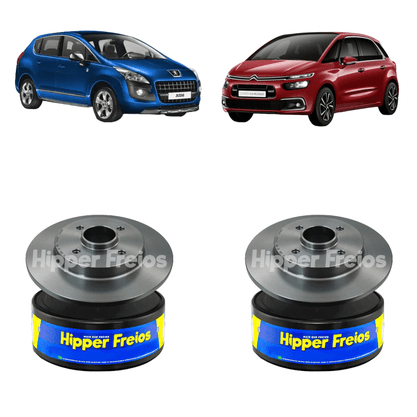 Par Disco De Freio Traseiro Solido Com Cubo Citroen Ds5 2013 Em Diante/c4 2007-2014 Peugeot 3008 2011 Em Diante - Hf