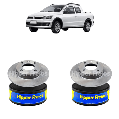 Par Disco De Freio Traseiro Solido Sem Cubo Volkswagen Saveiro 2014 Em Diante - Hf