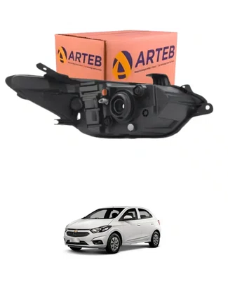 Par Farol Onix Prisma 2017 A 2019 Mascara Negra