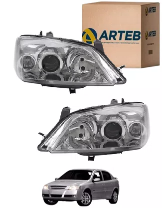 PAR FAROL H7 H1 MÁSCARA CROMADA ASTRA 2003 ATÉ 2011