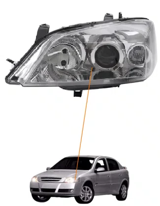PAR FAROL H7 H1 MÁSCARA CROMADA ASTRA 2003 ATÉ 2011