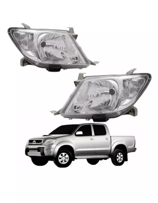 Par Farol Hilux Srv 2009 2010 2011 Cromado Carcaça Cinza