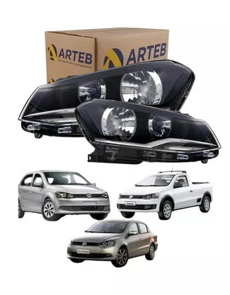 PAR Farol Máscara Negra Gol Voyage Saveiro G6 13 A 15 16 Arteb