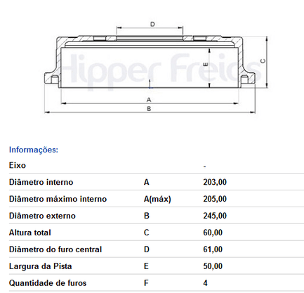 Tambor De Freio Tras Sem Cubo  Kicks - 1.6 16v 2017-> Versa - 1.6 2020->