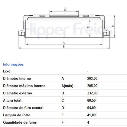 Tambor Freio S/cubo Tras Cherry