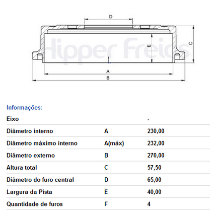 Tambor Freio S/cubo Tras Vw Saveiro