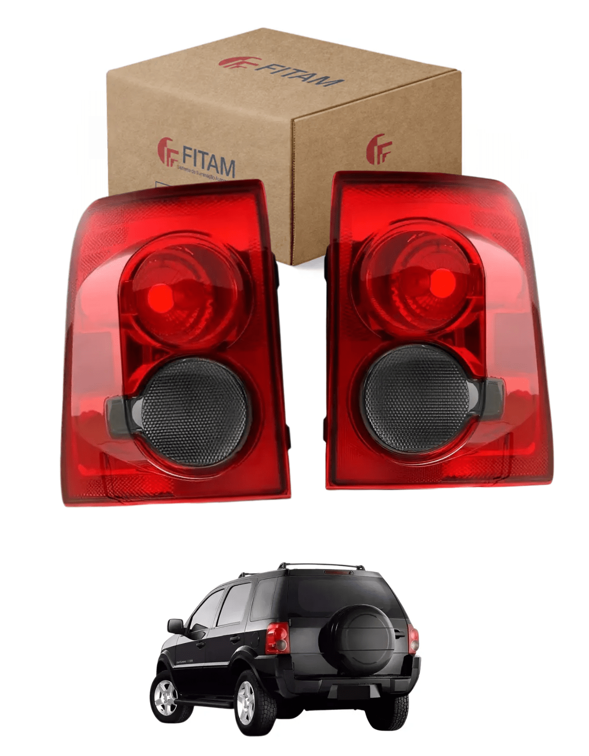 Par de Lanterna Ford Ecosport 2008 Até 2012 Bicolor Fume
