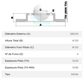 Disco De Freio Diant Sólido Dacia/nissan/renault Aprio  Logan Sandero Symbol 